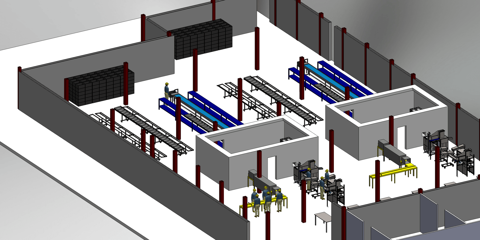 Client requested a basic model showing various layouts for their new factory at concept generation phase