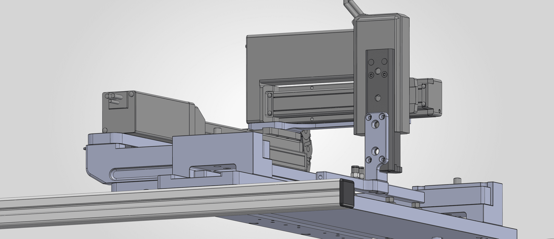 Rendering closeup of part of the test rig assembly