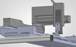 Rendering closeup of part of the test rig assembly